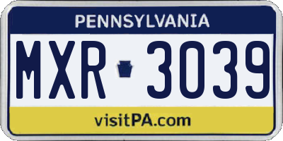 PA license plate MXR3039
