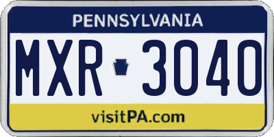 PA license plate MXR3040