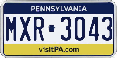 PA license plate MXR3043