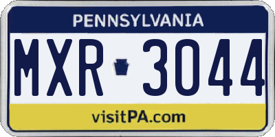 PA license plate MXR3044