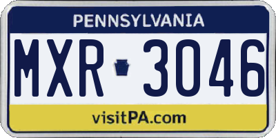 PA license plate MXR3046