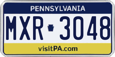 PA license plate MXR3048