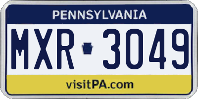 PA license plate MXR3049