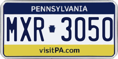 PA license plate MXR3050