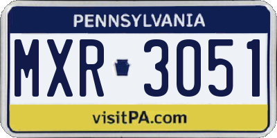 PA license plate MXR3051