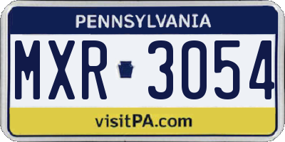 PA license plate MXR3054