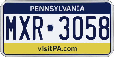 PA license plate MXR3058