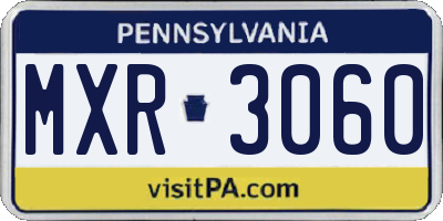 PA license plate MXR3060
