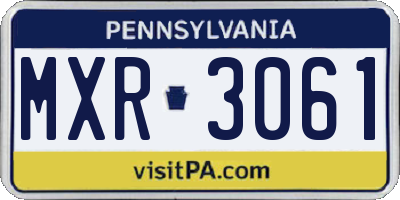 PA license plate MXR3061