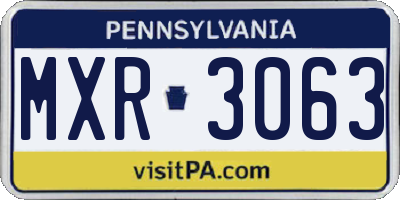 PA license plate MXR3063