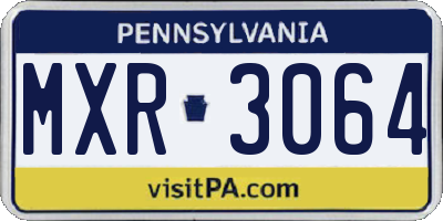 PA license plate MXR3064