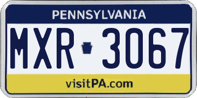 PA license plate MXR3067