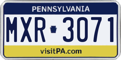PA license plate MXR3071