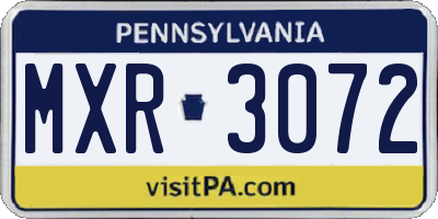 PA license plate MXR3072