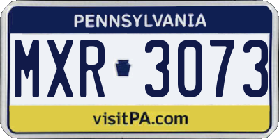 PA license plate MXR3073