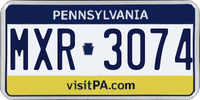 PA license plate MXR3074