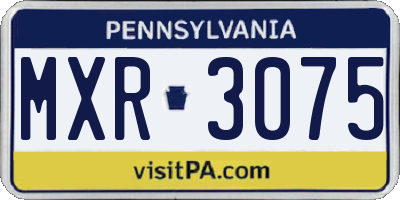 PA license plate MXR3075