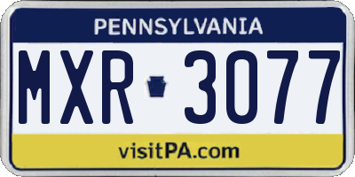 PA license plate MXR3077