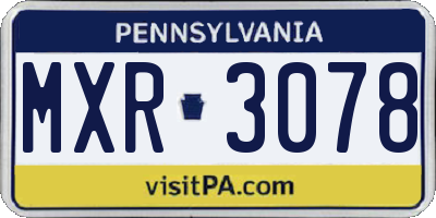 PA license plate MXR3078