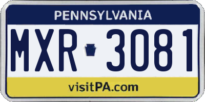 PA license plate MXR3081