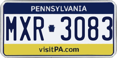 PA license plate MXR3083
