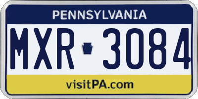PA license plate MXR3084