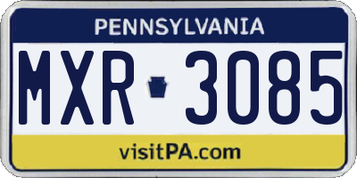 PA license plate MXR3085