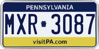 PA license plate MXR3087