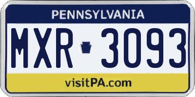 PA license plate MXR3093