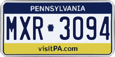 PA license plate MXR3094