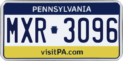 PA license plate MXR3096