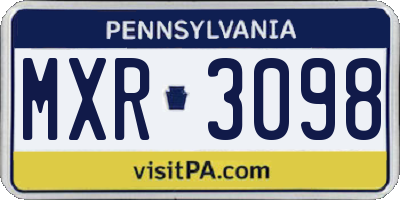 PA license plate MXR3098