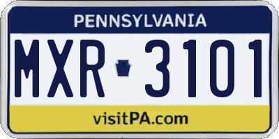 PA license plate MXR3101