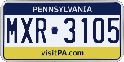 PA license plate MXR3105