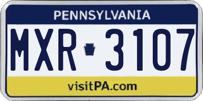 PA license plate MXR3107