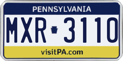PA license plate MXR3110