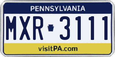 PA license plate MXR3111