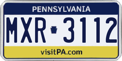 PA license plate MXR3112