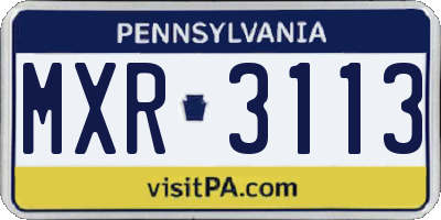 PA license plate MXR3113