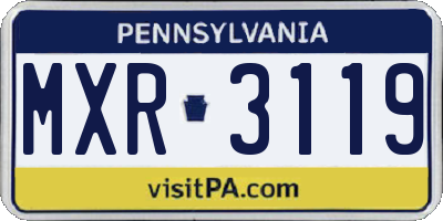 PA license plate MXR3119