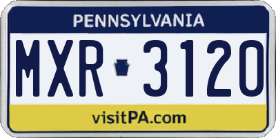 PA license plate MXR3120