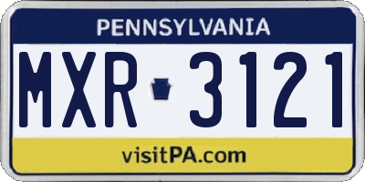 PA license plate MXR3121