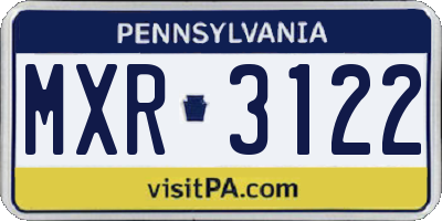 PA license plate MXR3122