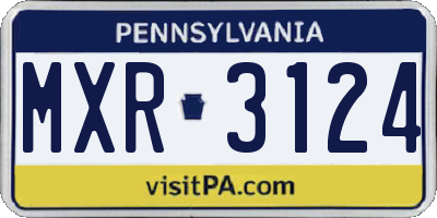 PA license plate MXR3124