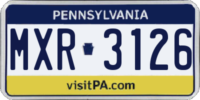 PA license plate MXR3126