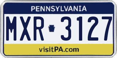 PA license plate MXR3127
