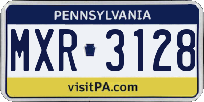 PA license plate MXR3128