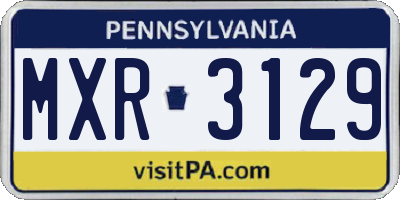 PA license plate MXR3129