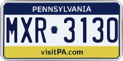PA license plate MXR3130