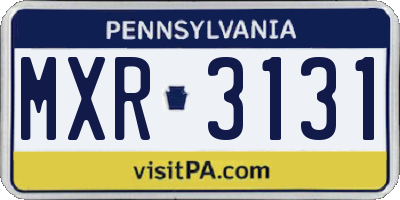 PA license plate MXR3131
